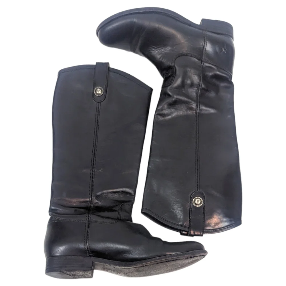 Frye Melissa Button Tall Leather Riding Boots Equestrian Boot Womens 7.5 Black - Picture 11 of 15